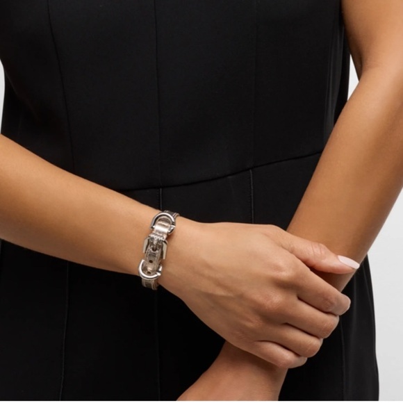 Givenchy NIB voyou metallic unisex leather bracelet with silver tone hardware - Picture 2 of 7